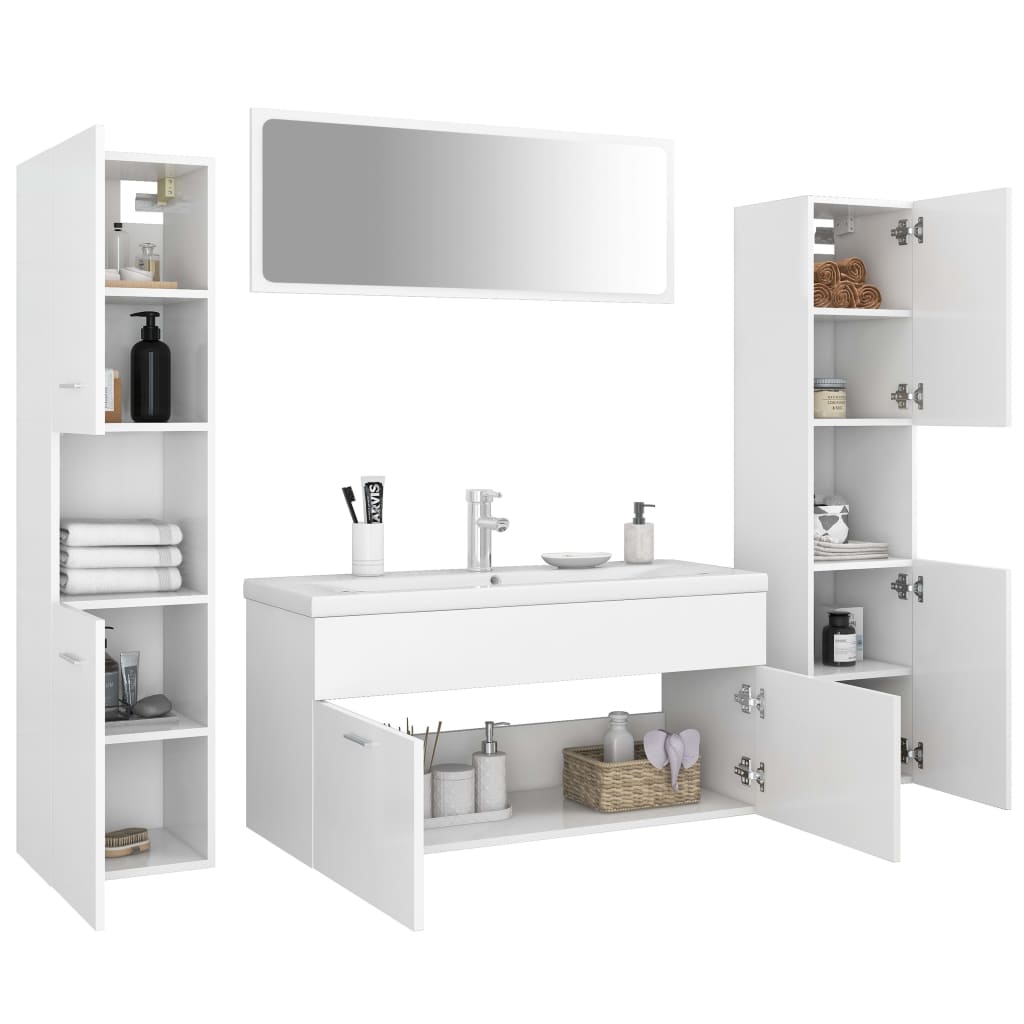 vidaXL Conjunto de muebles de baño madera de ingeniería blanco