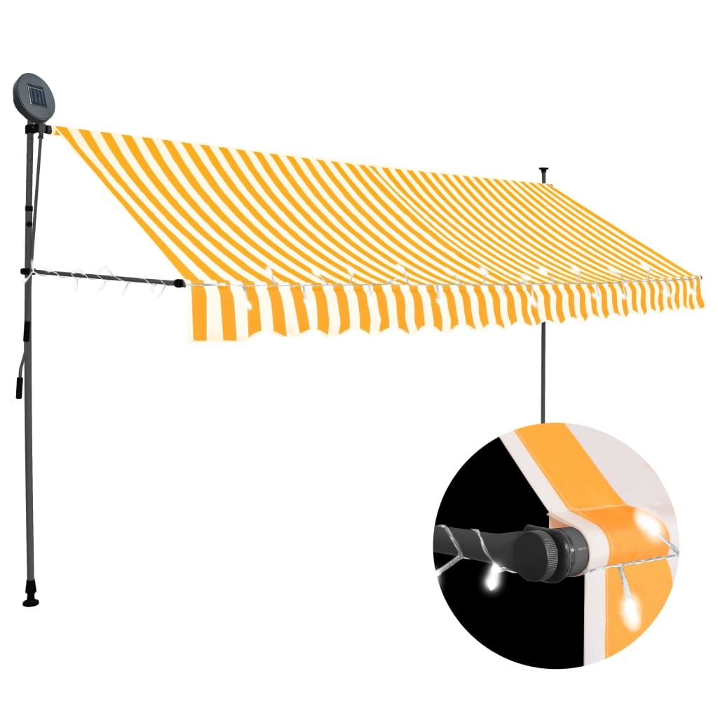 vidaXL Toldo manual retráctil con LED blanco y naranja 400 cm