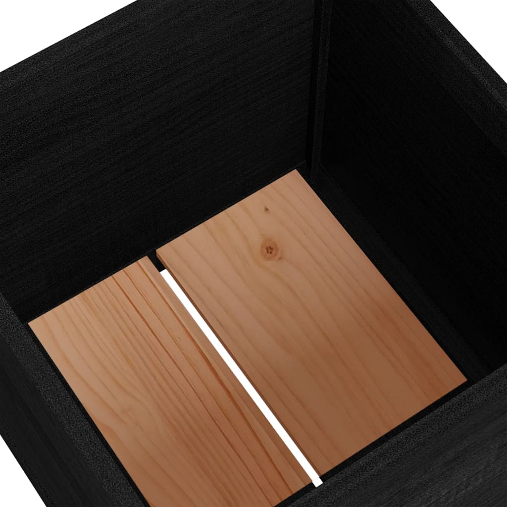 vidaXL Jardinera de madera maciza de pino negra 50x50x50 cm
