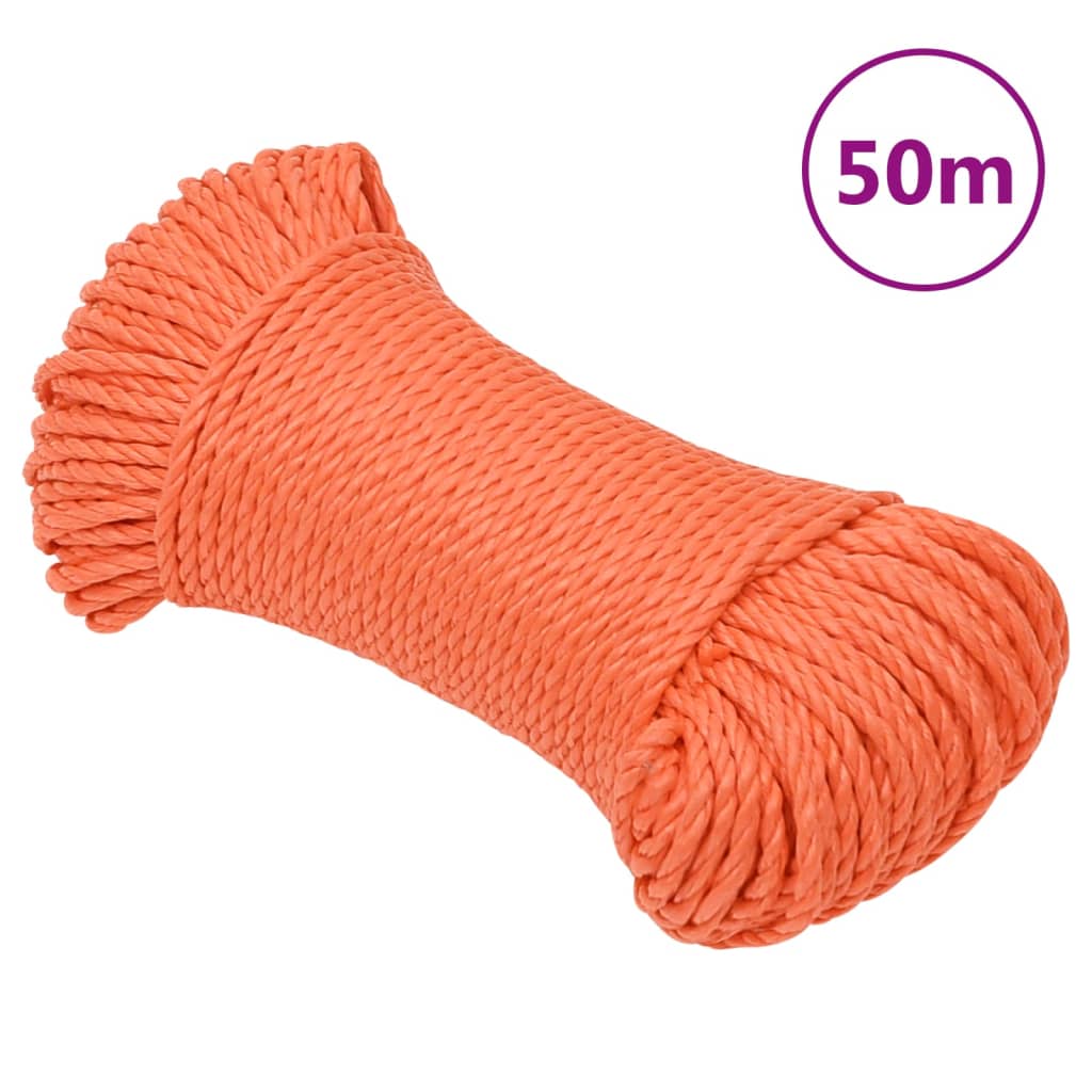 vidaXL Cuerda de trabajo polipropileno naranja 6 mm 50 m