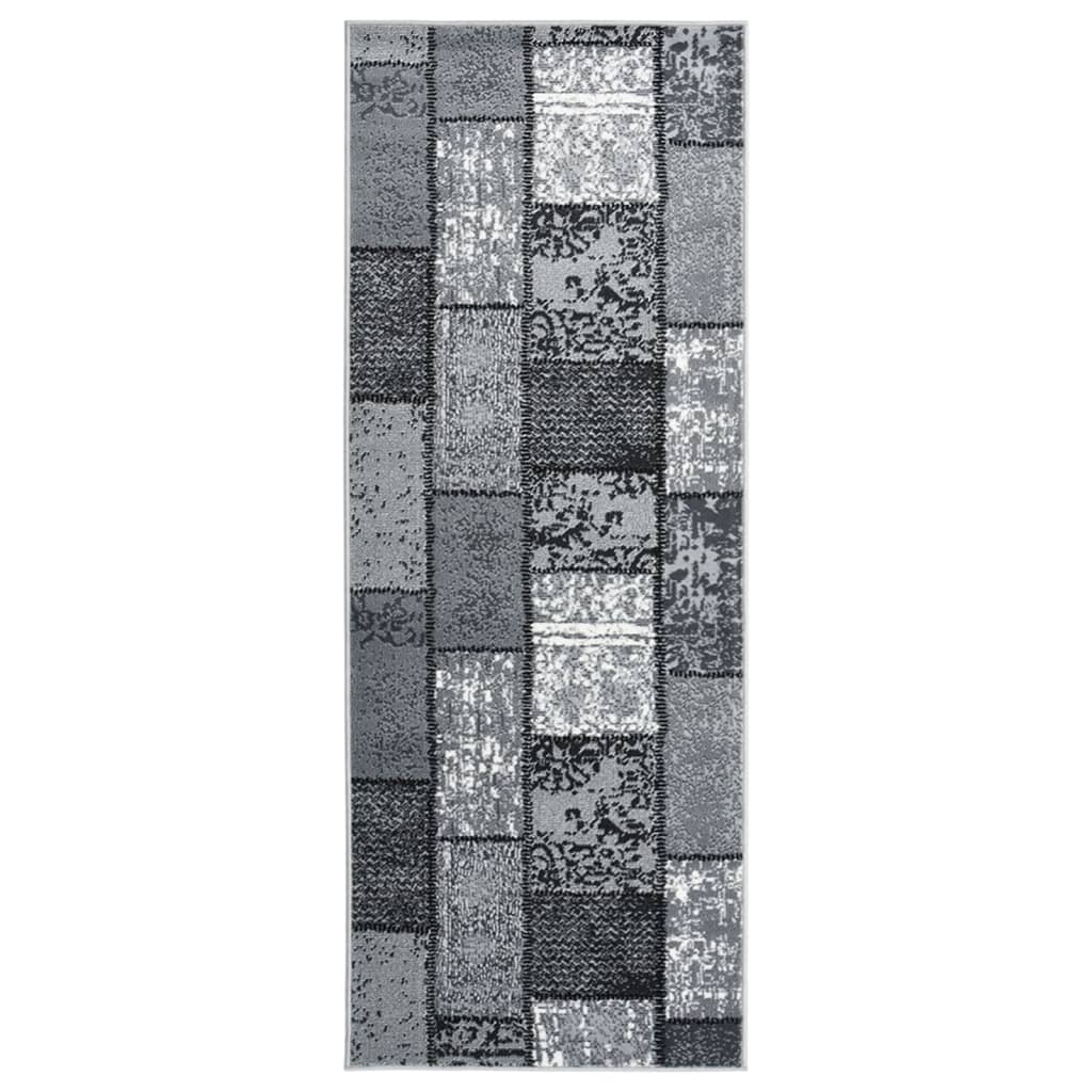 vidaXL Alfombra de pasillo BCF gris con estampado de bloques 100x200cm