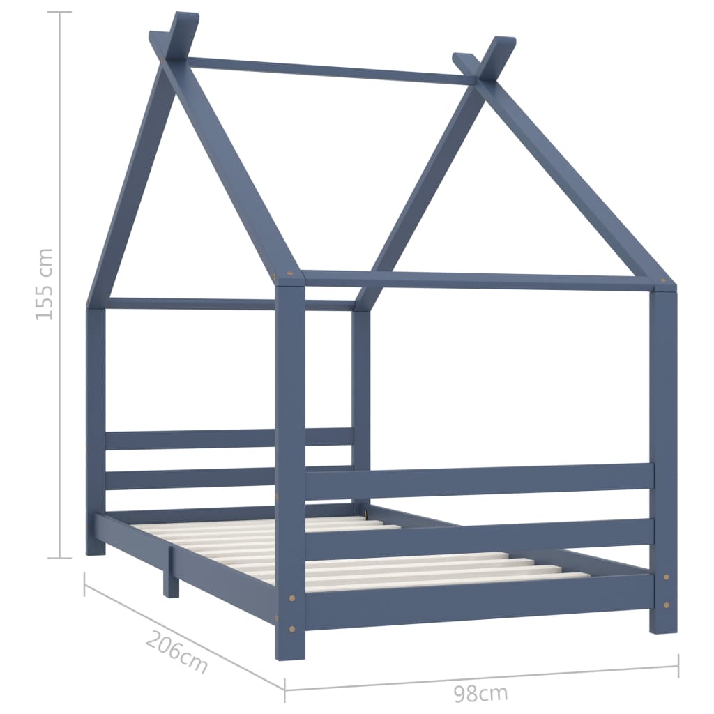 vidaXL Estructura de cama infantil madera maciza pino gris 90x200 cm