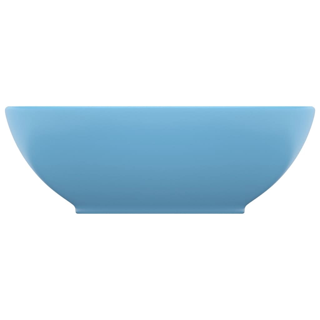 vidaXL Lavabo de lujo ovalado cerámica azul claro mate 40x33 cm