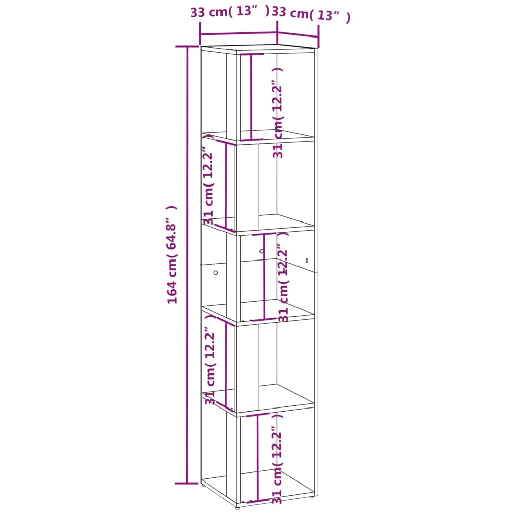 vidaXL Mueble de esquina madera contrachapada blanco 33x33x164,5 cm