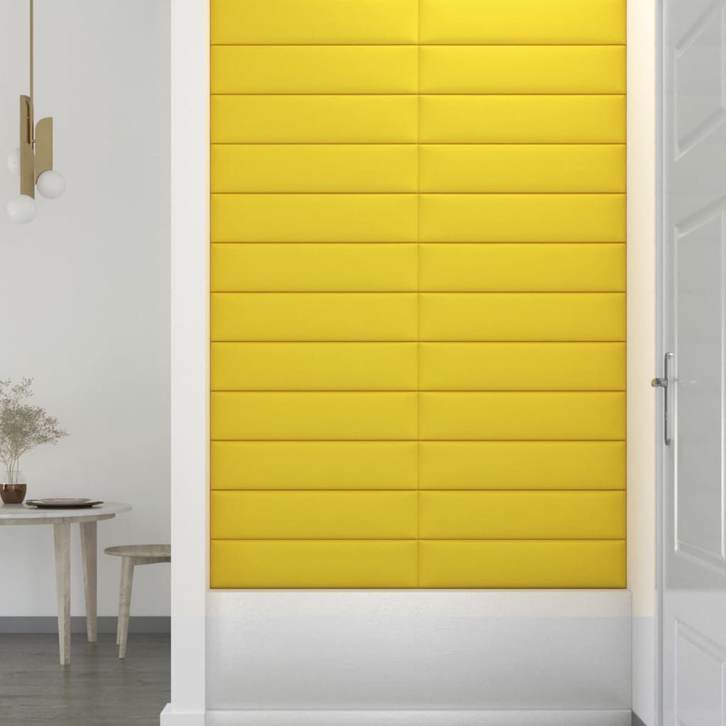 vidaXL Paneles de pared 12 uds tela amarillo oscuro 60x15 cm 1,08 m²
