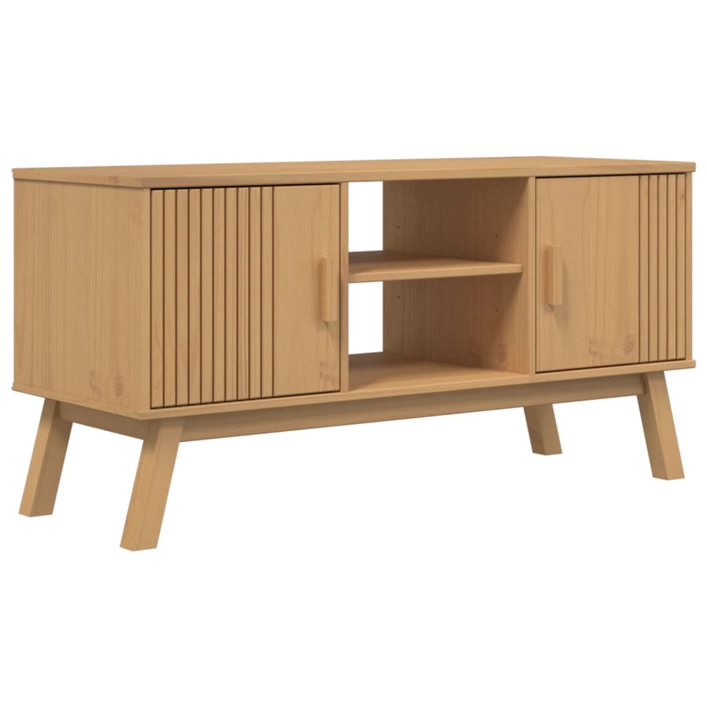 vidaXL Mueble de TV OLDEN madera maciza de pino marrón 114x43x57 cm