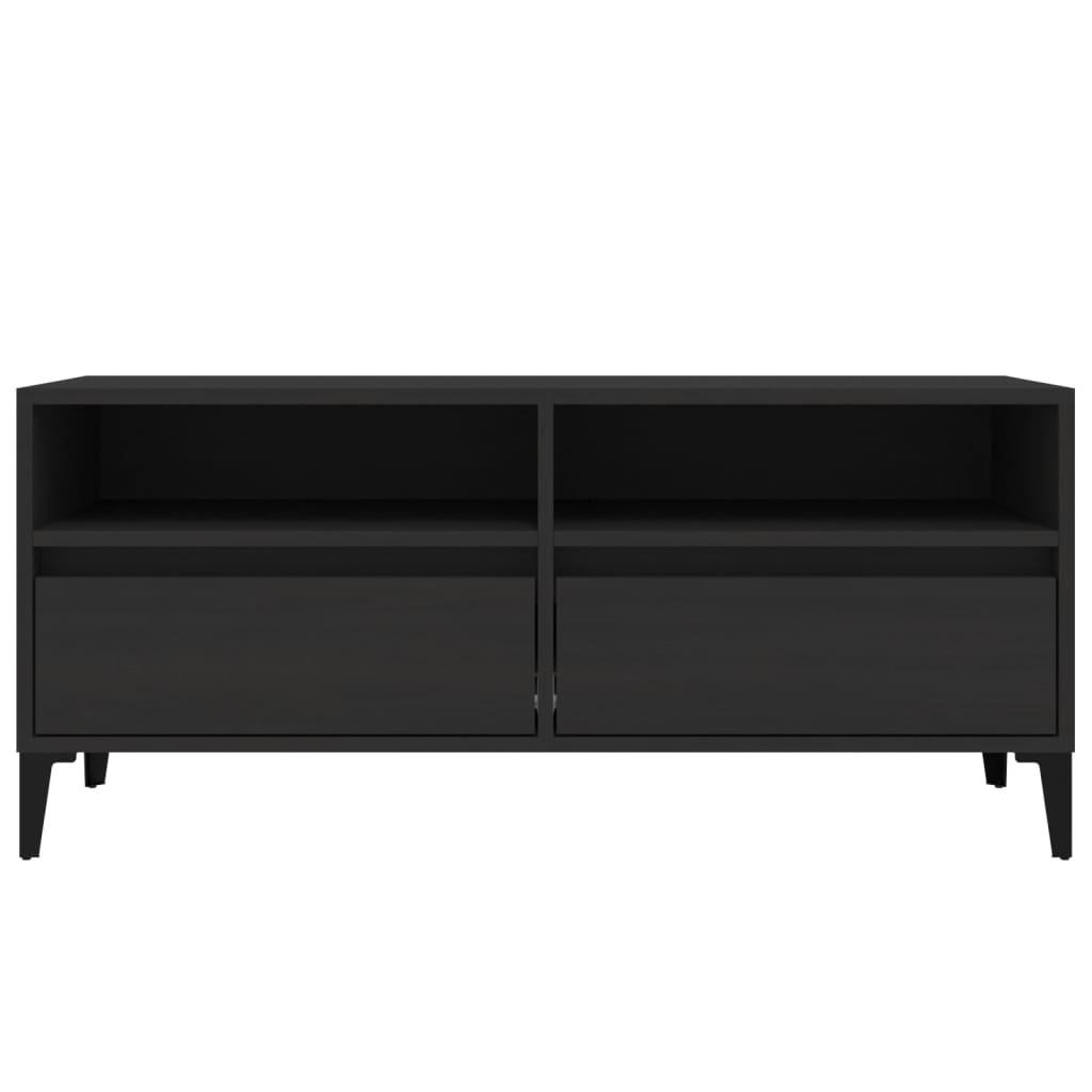 vidaXL Mueble de TV madera contrachapada negro 100x34,5x44,5 cm
