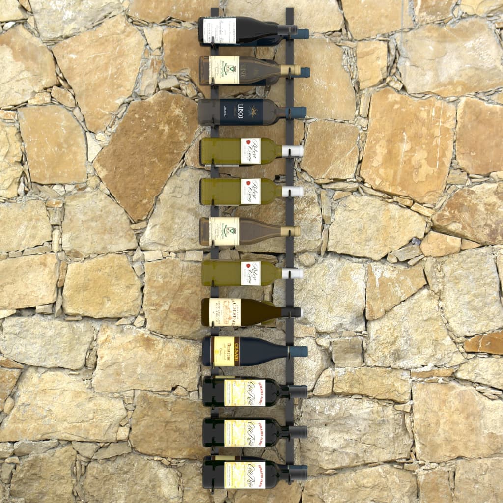 vidaXL Botellero de pared para 24 botellas hierro negro