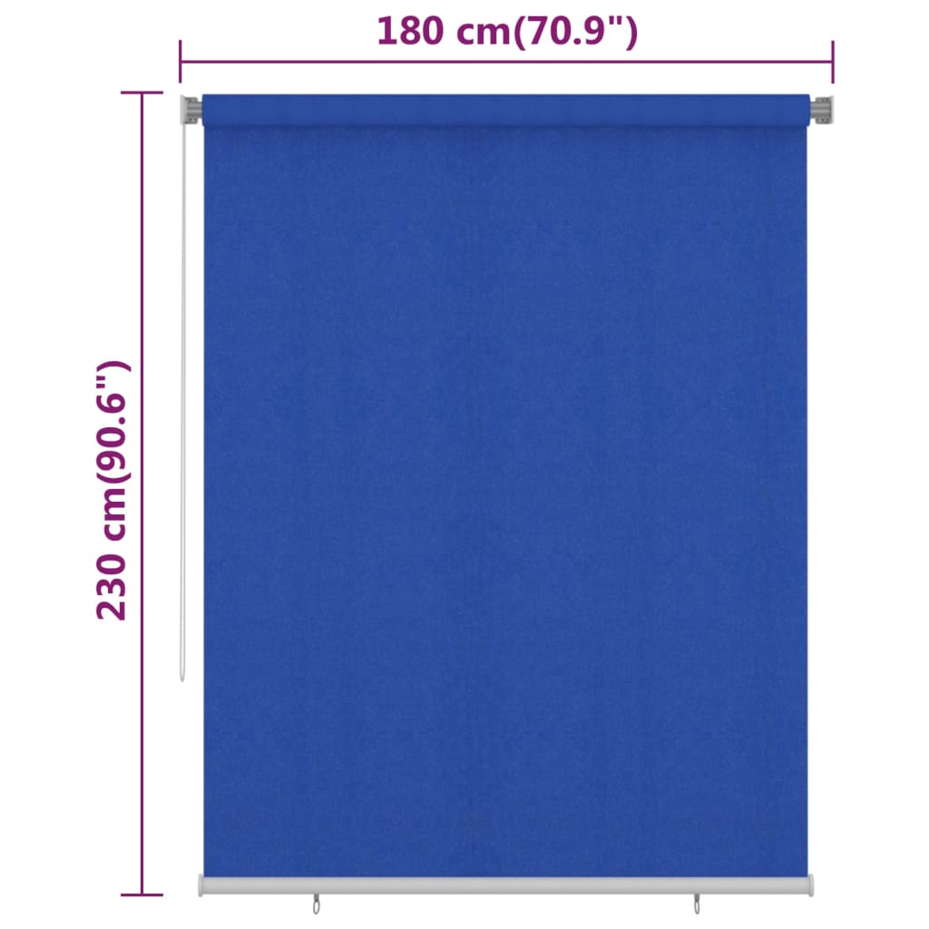 vidaXL Persiana enrollable de jardín HDPE azul 180x230 cm