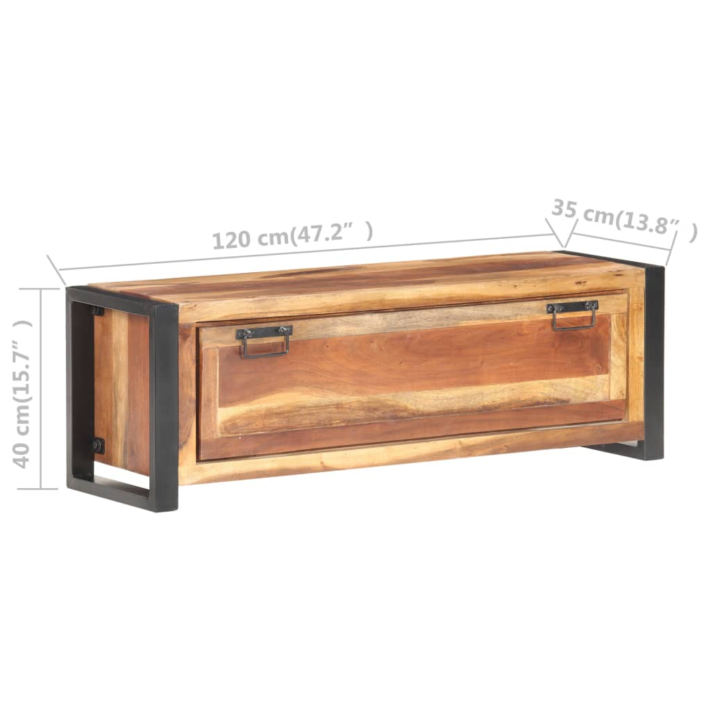 vidaXL Mueble zapatero de madera maciza acabado sheesham 120x35x40 cm
