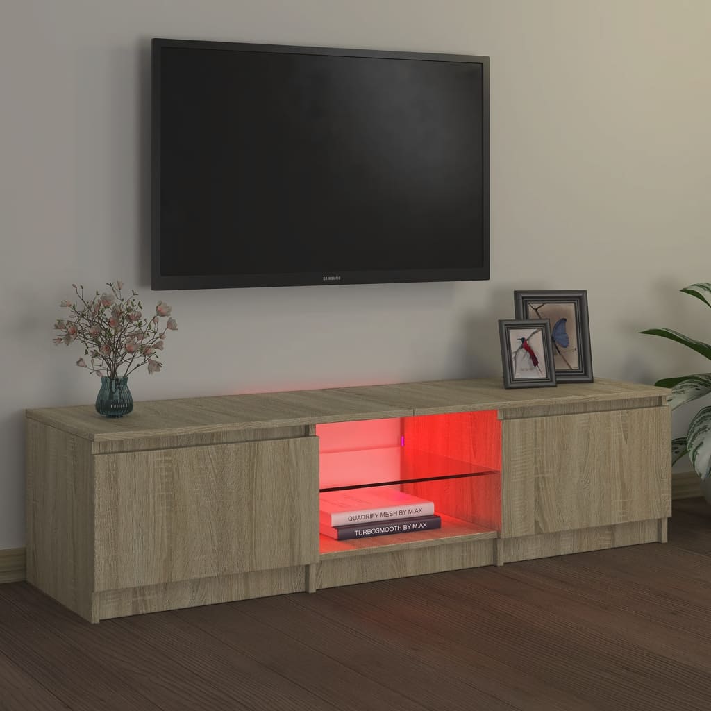 vidaXL Armario TV con luces LED roble Sonoma 140x40x35,5 cm