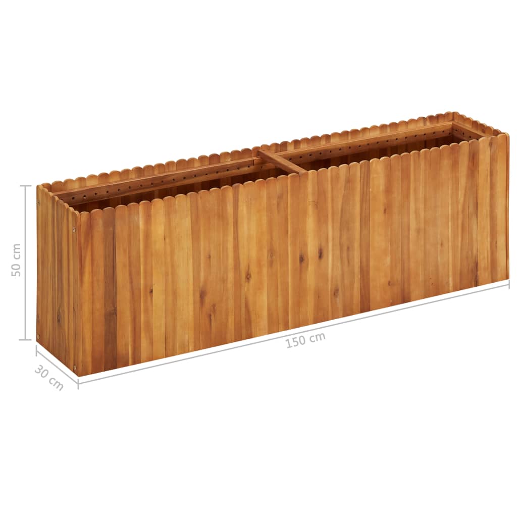 vidaXL Arriate de madera maciza de acacia 150x30x50 cm
