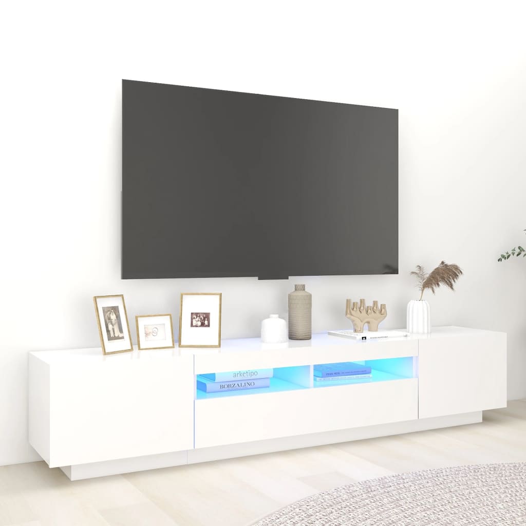 vidaXL Mueble para TV con luces LED blanco 200x35x40 cm