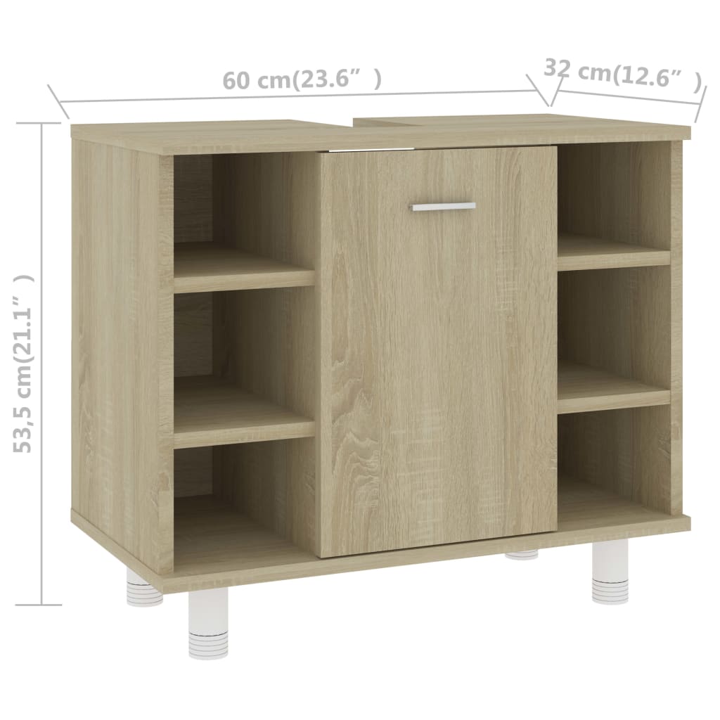 vidaXL Juego muebles de baño 3 pzas madera de ingeniería roble Sonoma