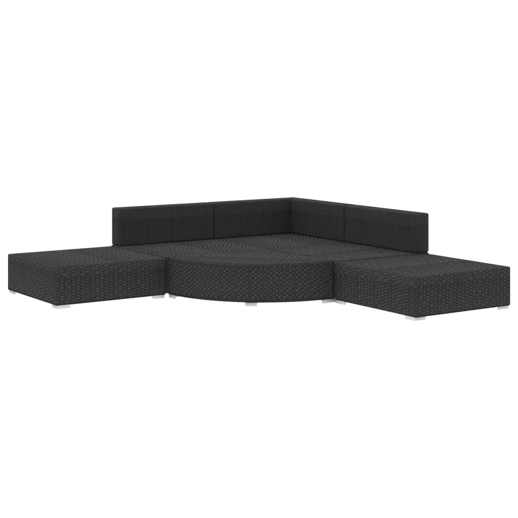 vidaXL Set muebles de jardín y cojines 6 piezas ratán sintético negro
