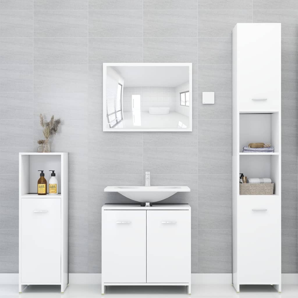 vidaXL Conjunto de muebles de baño 3 pzas madera contrachapada blanco