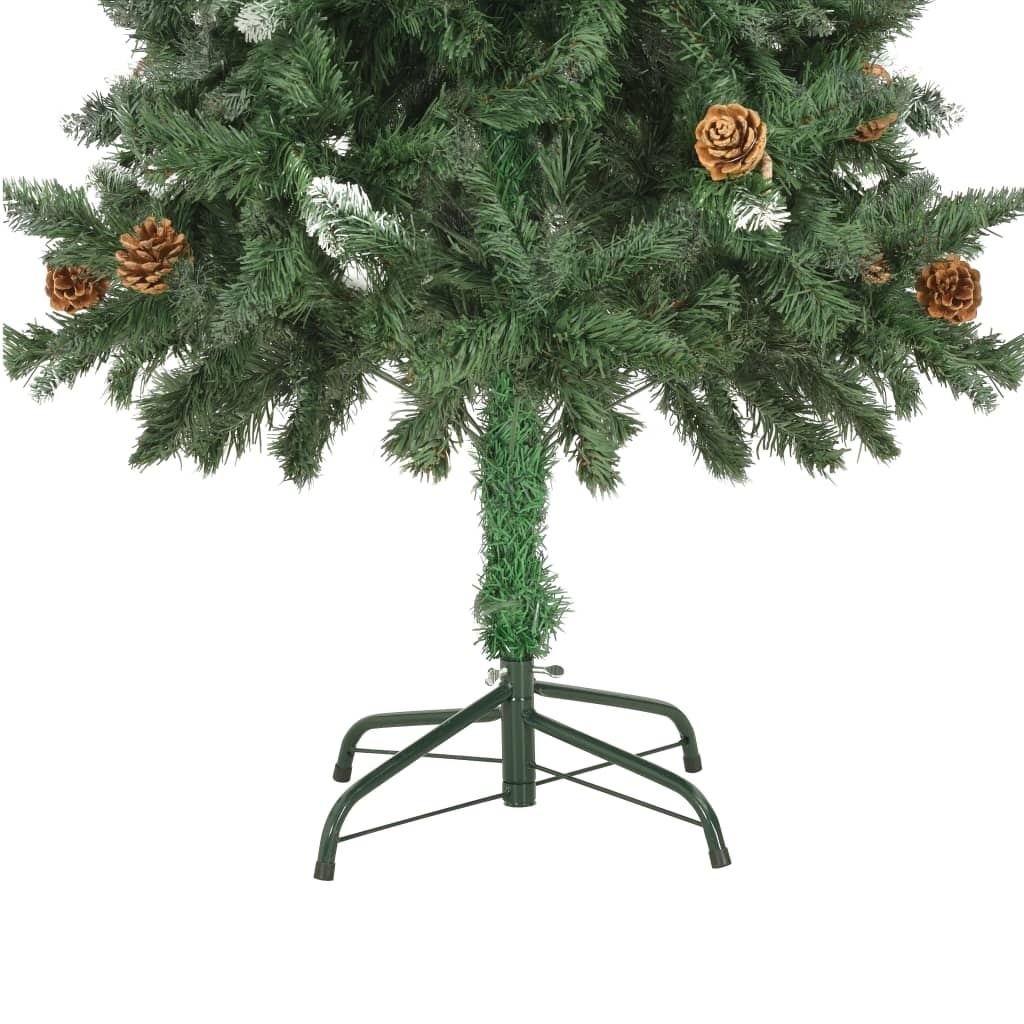 vidaXL Árbol de Navidad artificial con piñas y brillo blanco 150 cm