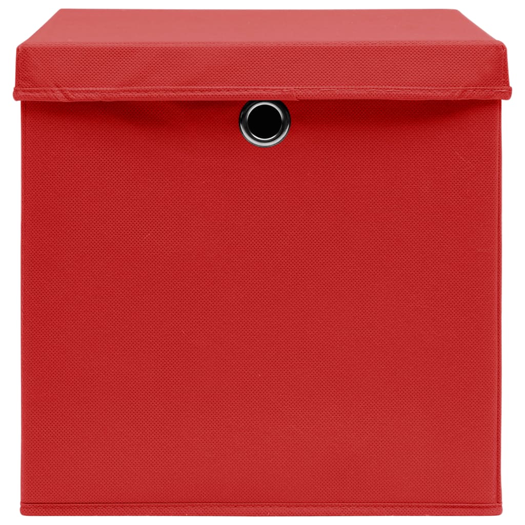 vidaXL Cajas de almacenaje con tapas 10 uds rojo 28x28x28 cm