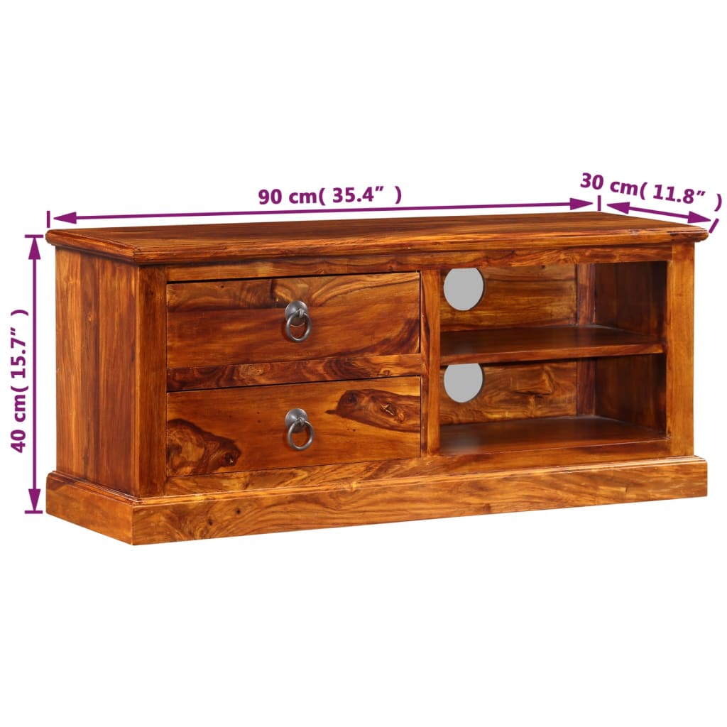 vidaXL Mueble para TV de madera maciza de sheesham 90x30x40 cm