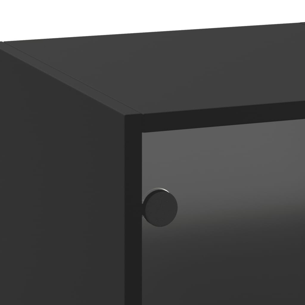 vidaXL Mueble de pared con puertas de vidrio negro 35x37x100 cm