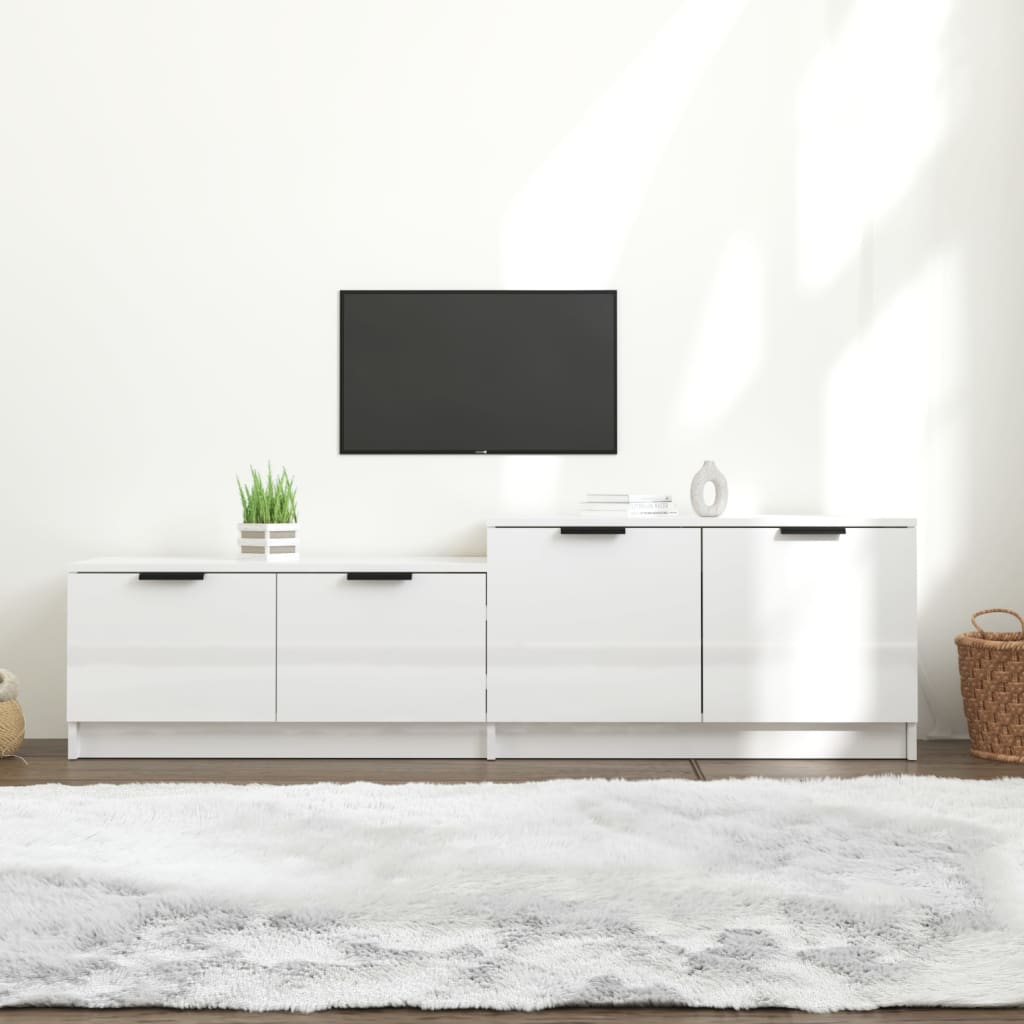 vidaXL Mueble TV madera contrachapada blanco brillante 158,5x36x45 cm