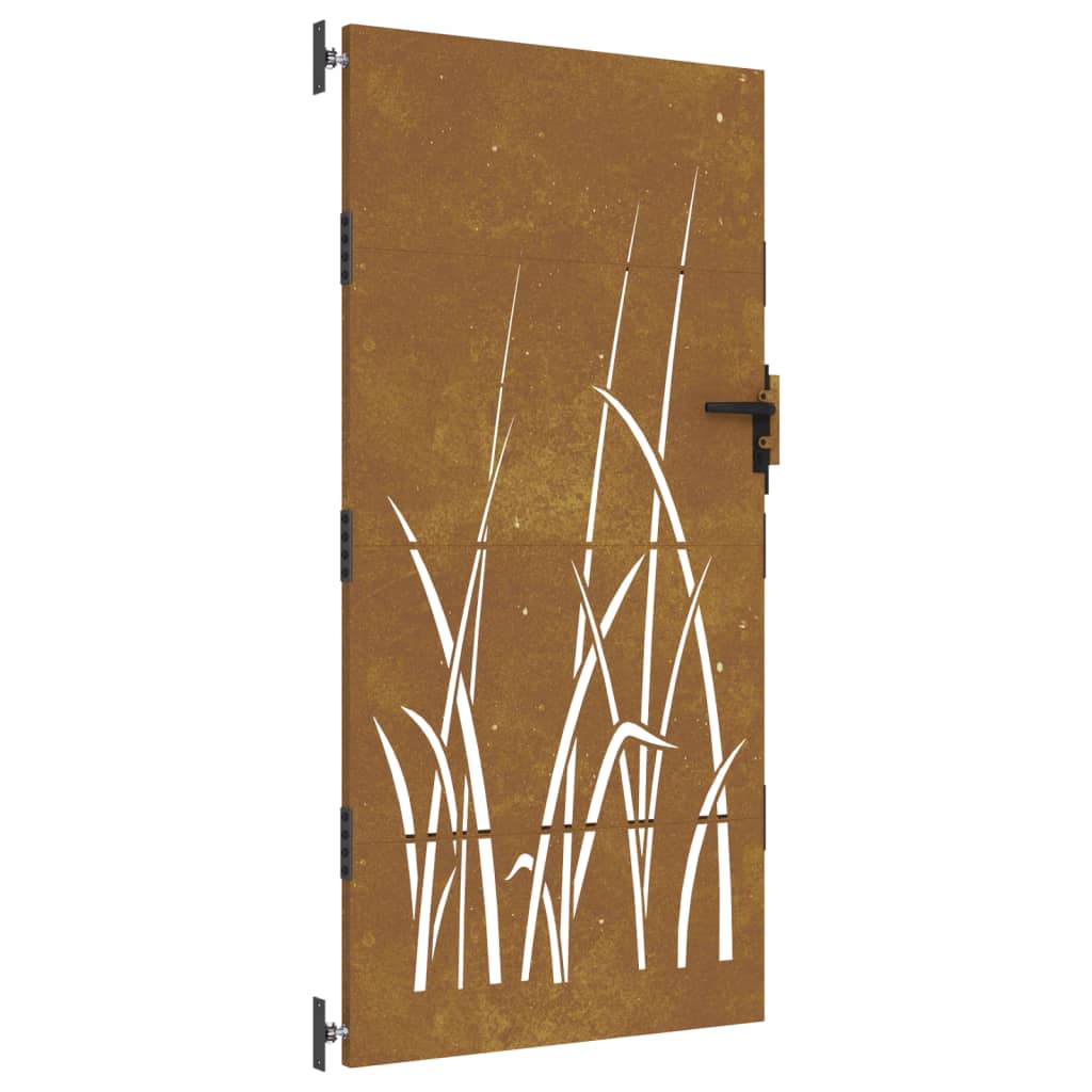 vidaXL Puerta de jardín acero corten diseño hierba 85x175 cm