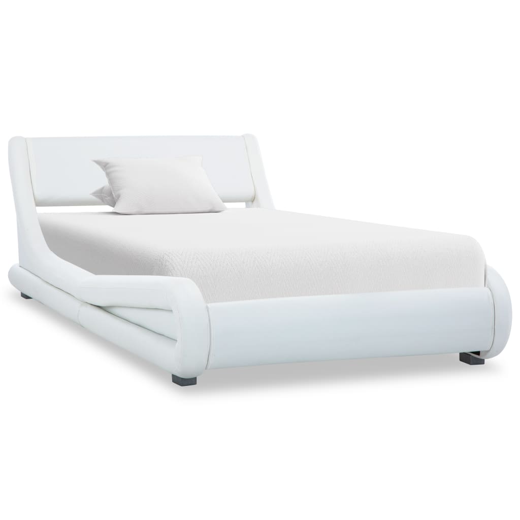 vidaXL Estructura de cama de cuero sintético blanco 90x200 cm