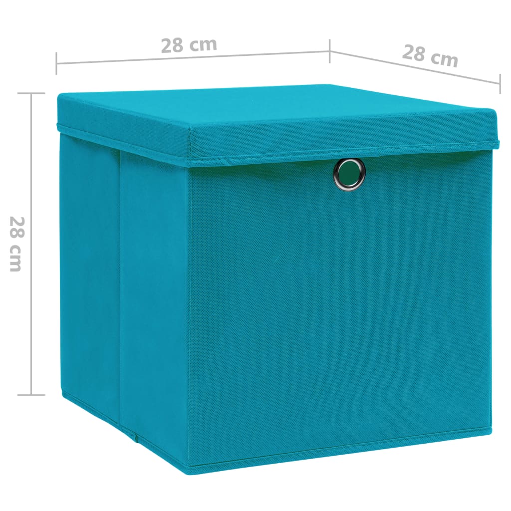 vidaXL Cajas de almacenaje con tapas 4 uds azul bebé 28x28x28 cm