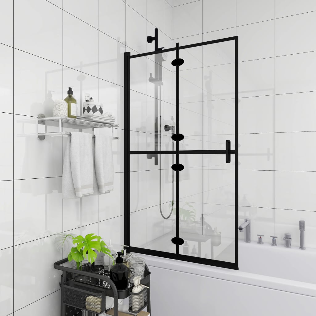 vidaXL Mampara de ducha plegable ESG negro 80x140 cm