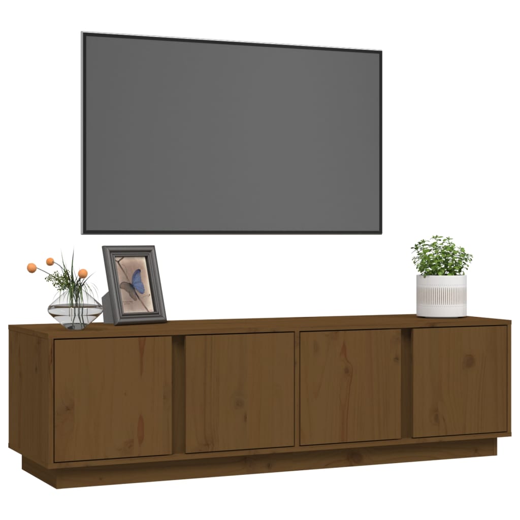 vidaXL Mueble de TV madera maciza de pino marrón miel 140x40x40 cm