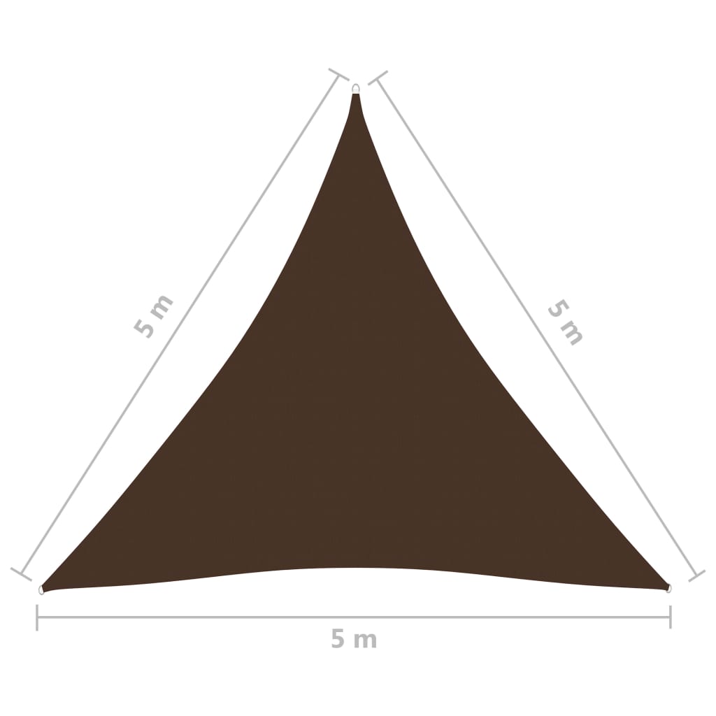 vidaXL Toldo de vela triangular tela Oxford marrón 5x5x5 m