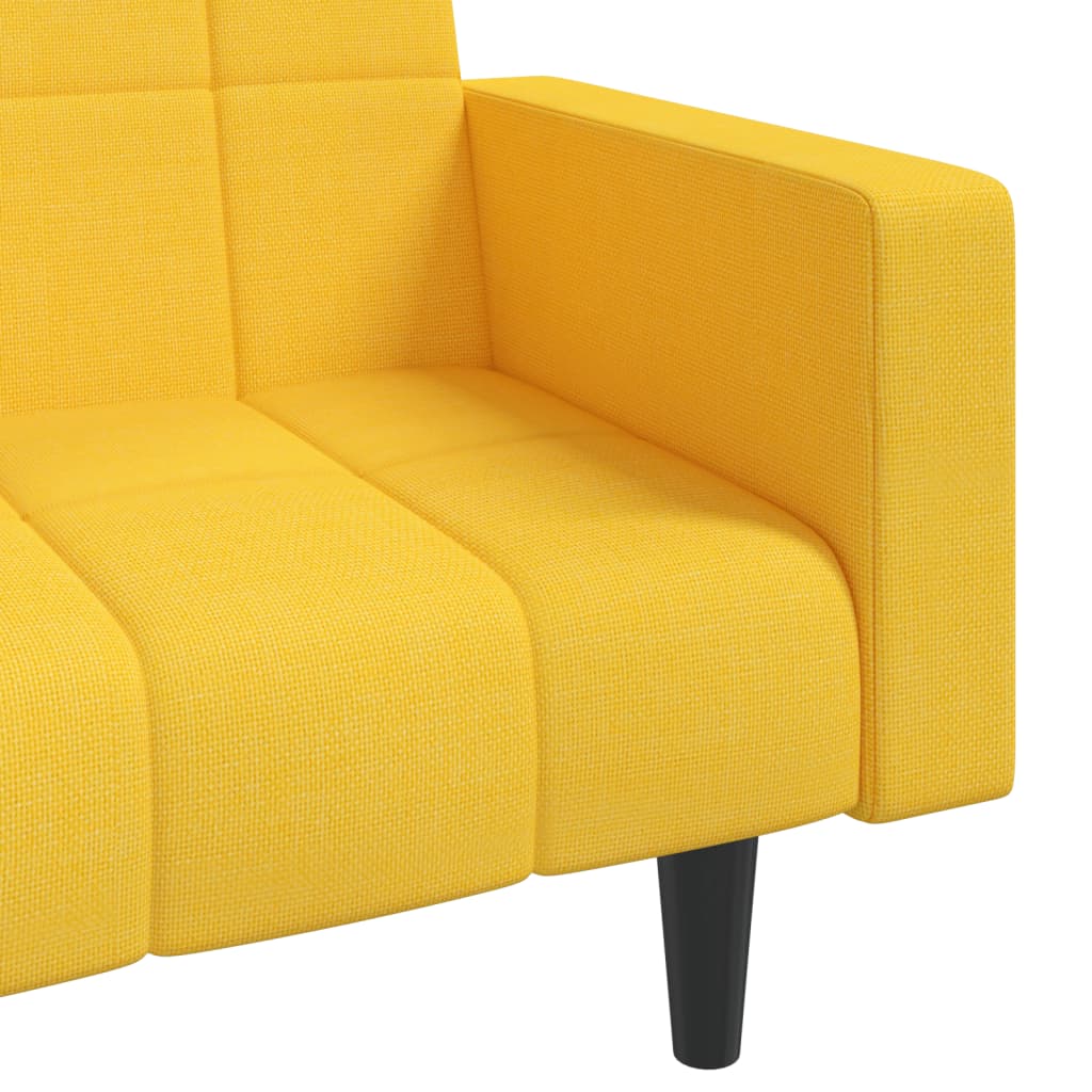 vidaXL Sofá cama de 2 plazas con dos almohadas tela color amarillo