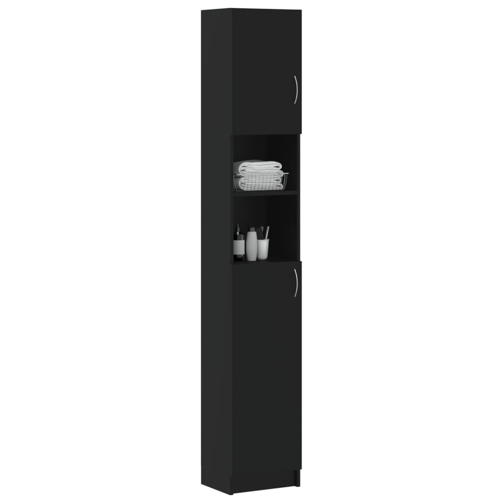 vidaXL Armario de baño madera contrachapada negro 32x25,5x190 cm