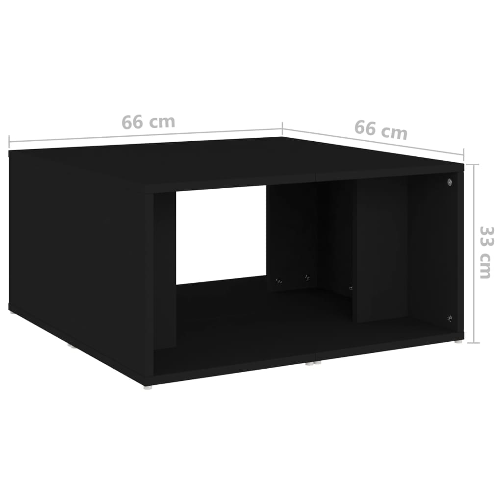 vidaXL Mesas de centro 4 pzas madera contrachapada negro 33x33x33 cm