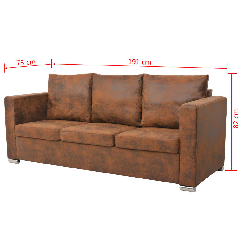 vidaXl Conjunto de sofás de 3 piezas de piel artificial de ante