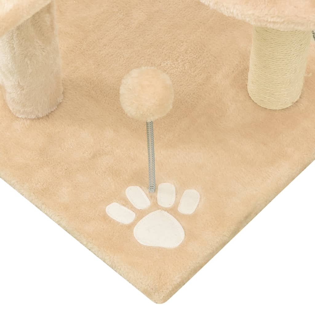 vidaXL Árbol rascador para gatos con postes de sisal beige 120 cm