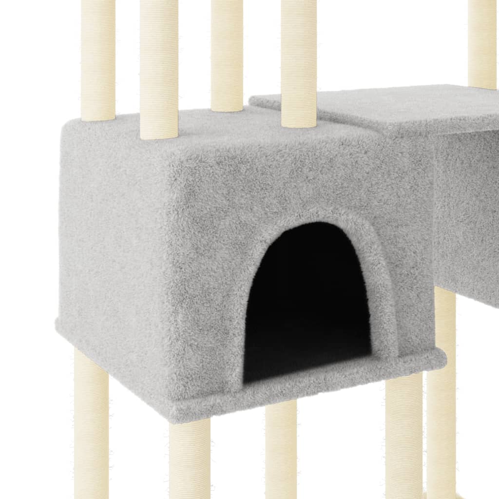 vidaXL Rascador para gatos con postes de sisal gris claro 199 cm