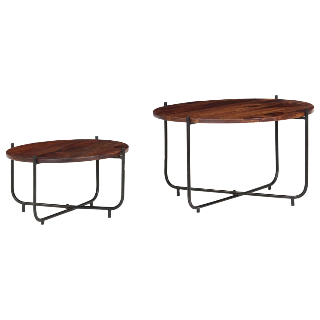 vidaXL Set de mesas de centro 2 piezas madera maciza sheesham 60x35 cm