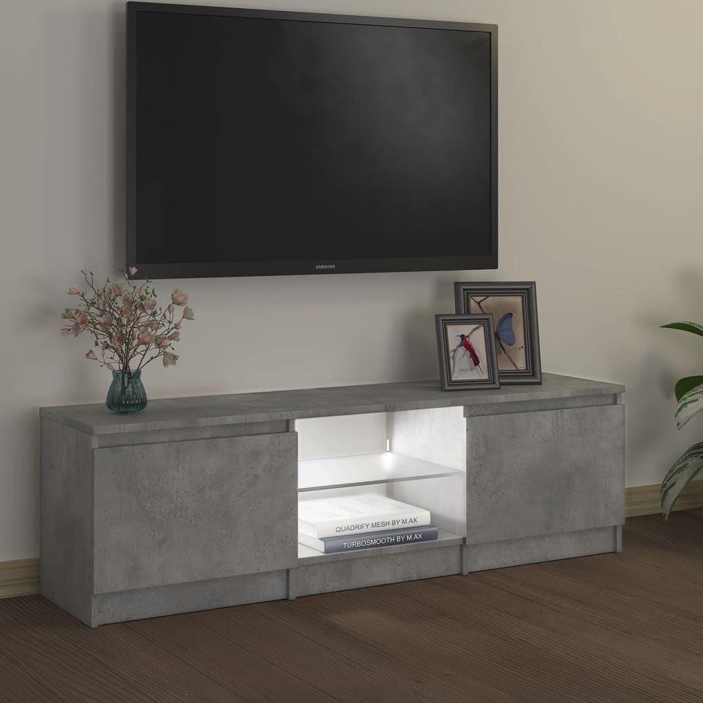 vidaXL Mueble de TV con luces LED gris hormigón 120x30x35,5 cm