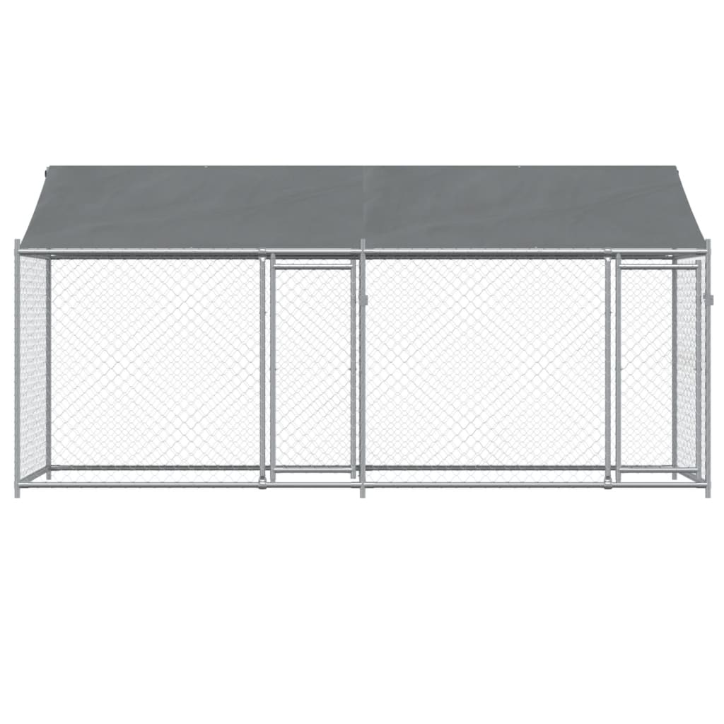 vidaXL Jaula de perros techo y puertas acero galvanizado gris 4x2x2 m