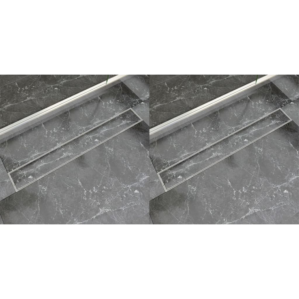 vidaXL Desagüe lineal de ducha 2 piezas 830x140 mm acero inoxidable