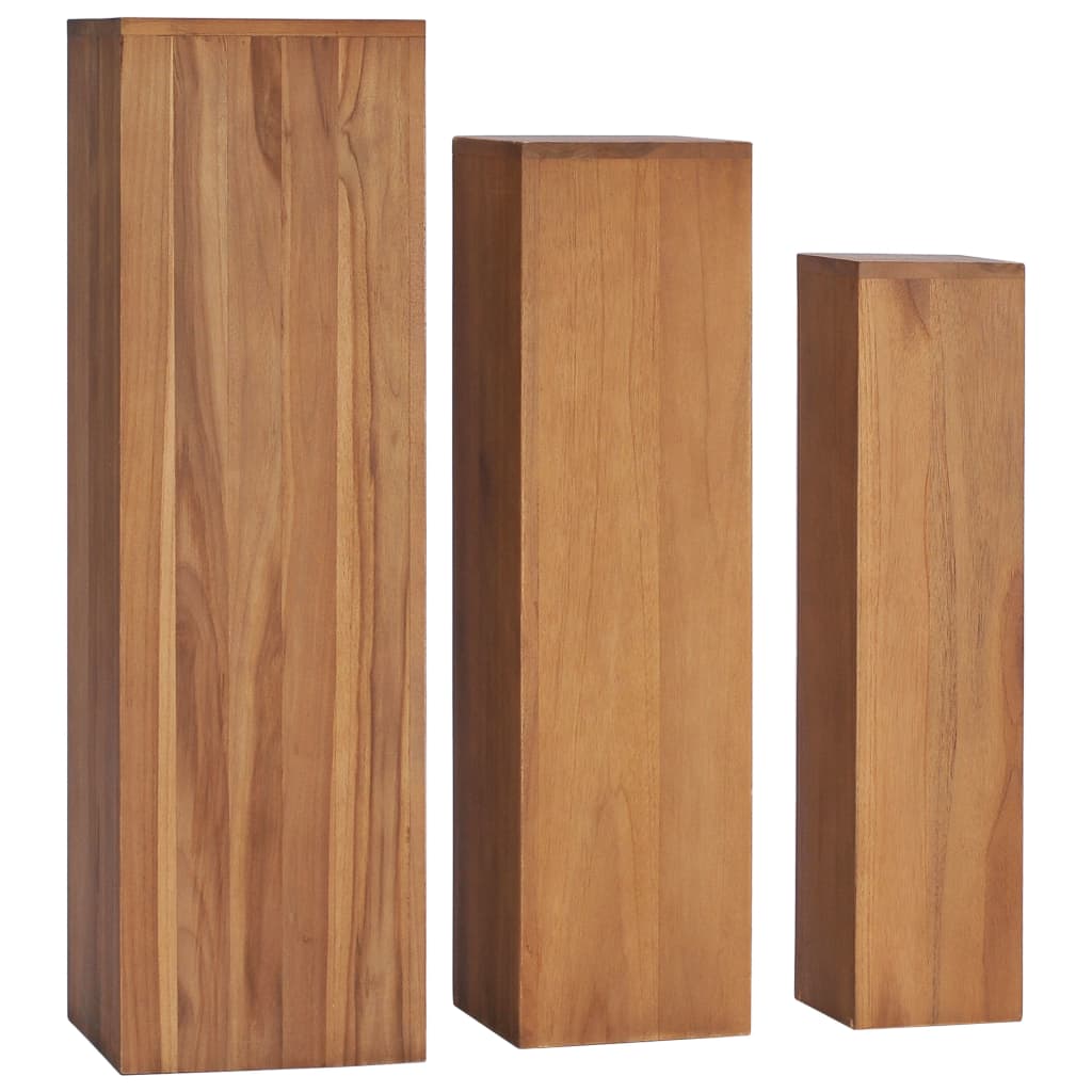vidaXL Soportes para plantas 3 piezas madera maciza de teca