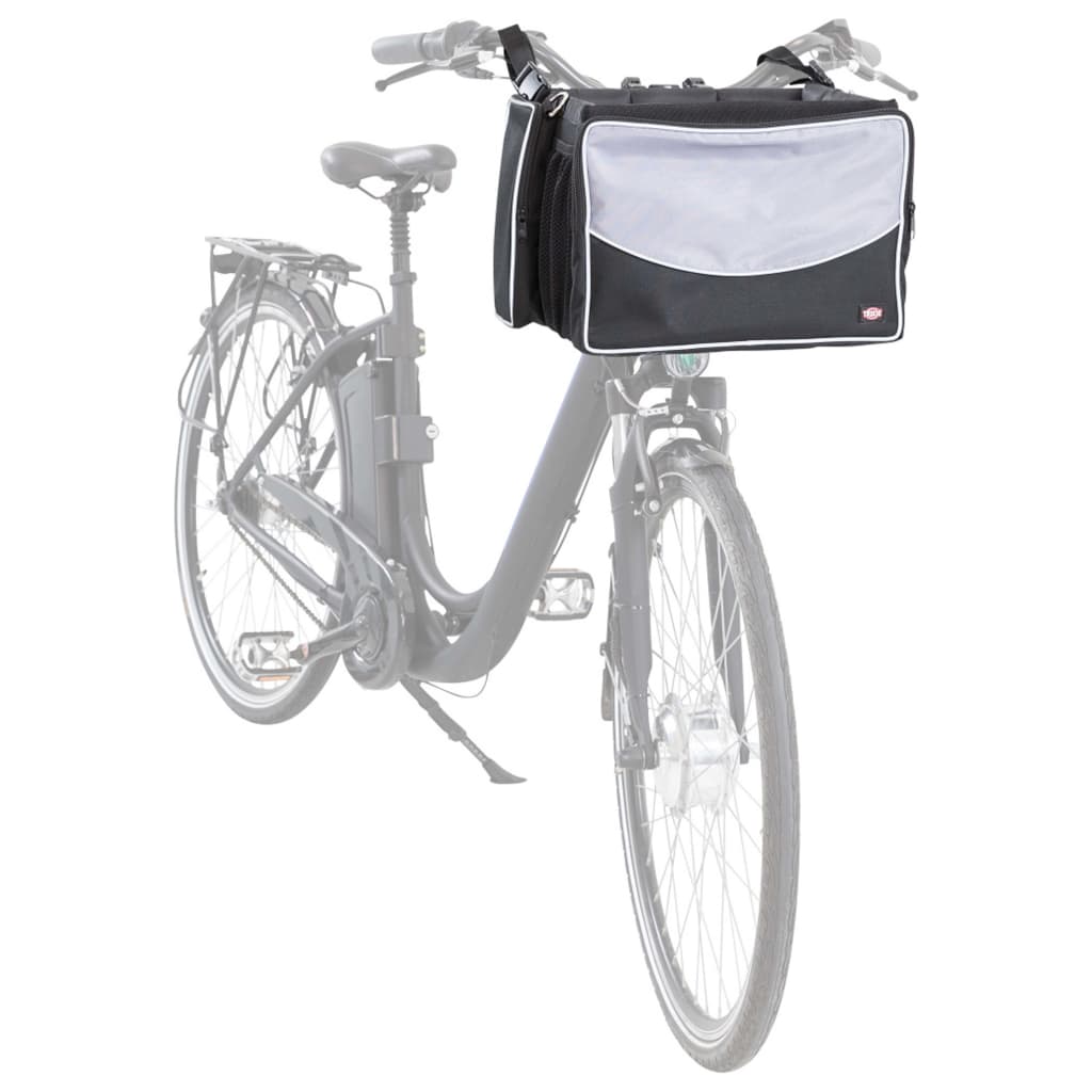 TRIXIE Cesta delantera de bici para mascotas negro y gris 41x26x26 cm