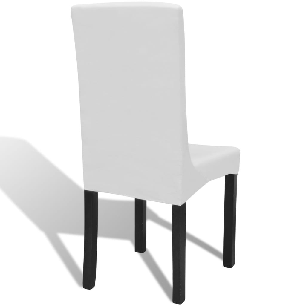 vidaXL Funda de silla elástica recta 4 unidades blanca