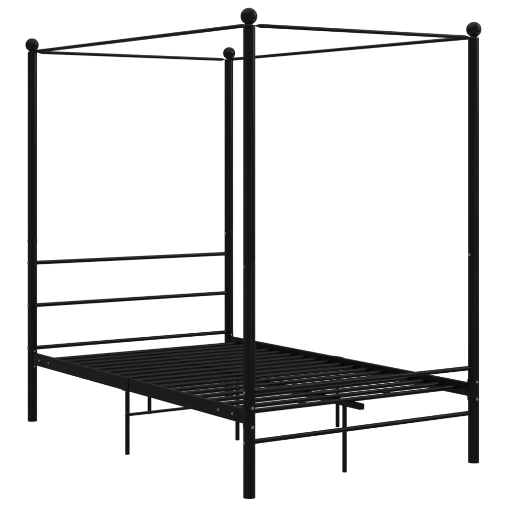 vidaXL Estructura de cama con dosel metal negro 140x200 cm