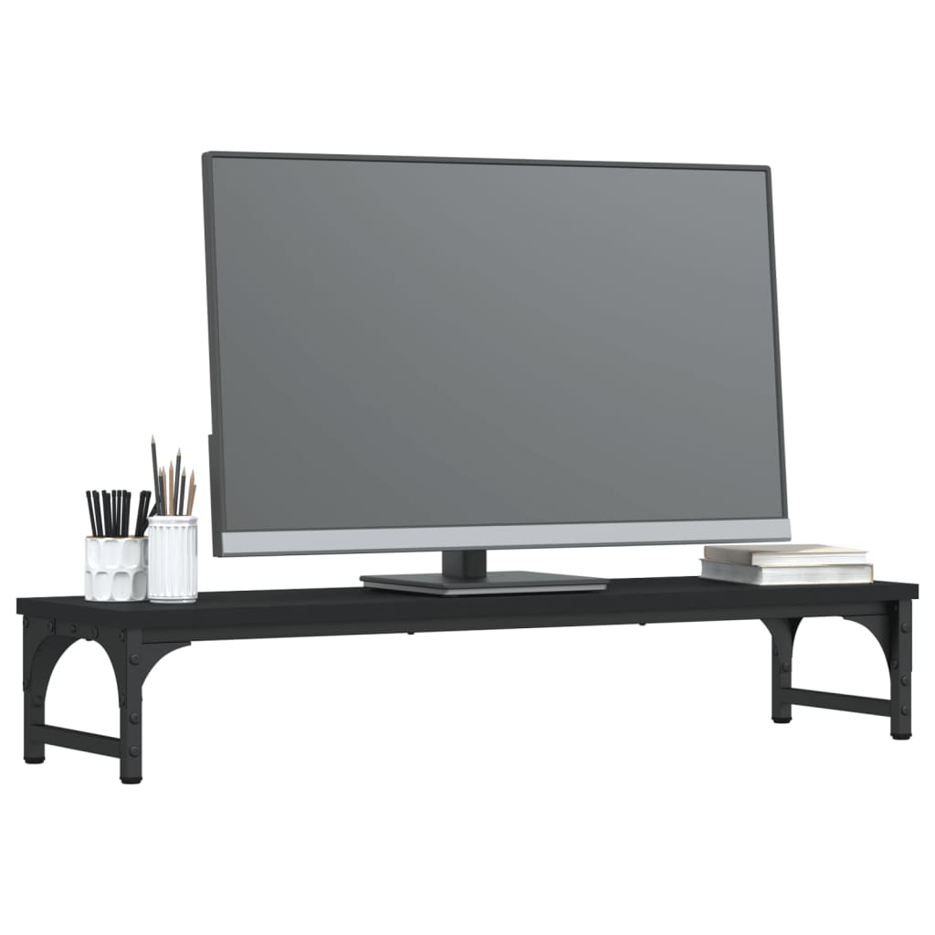 vidaXL Soporte de pantalla madera de ingeniería negro 85x23x15,5 cm