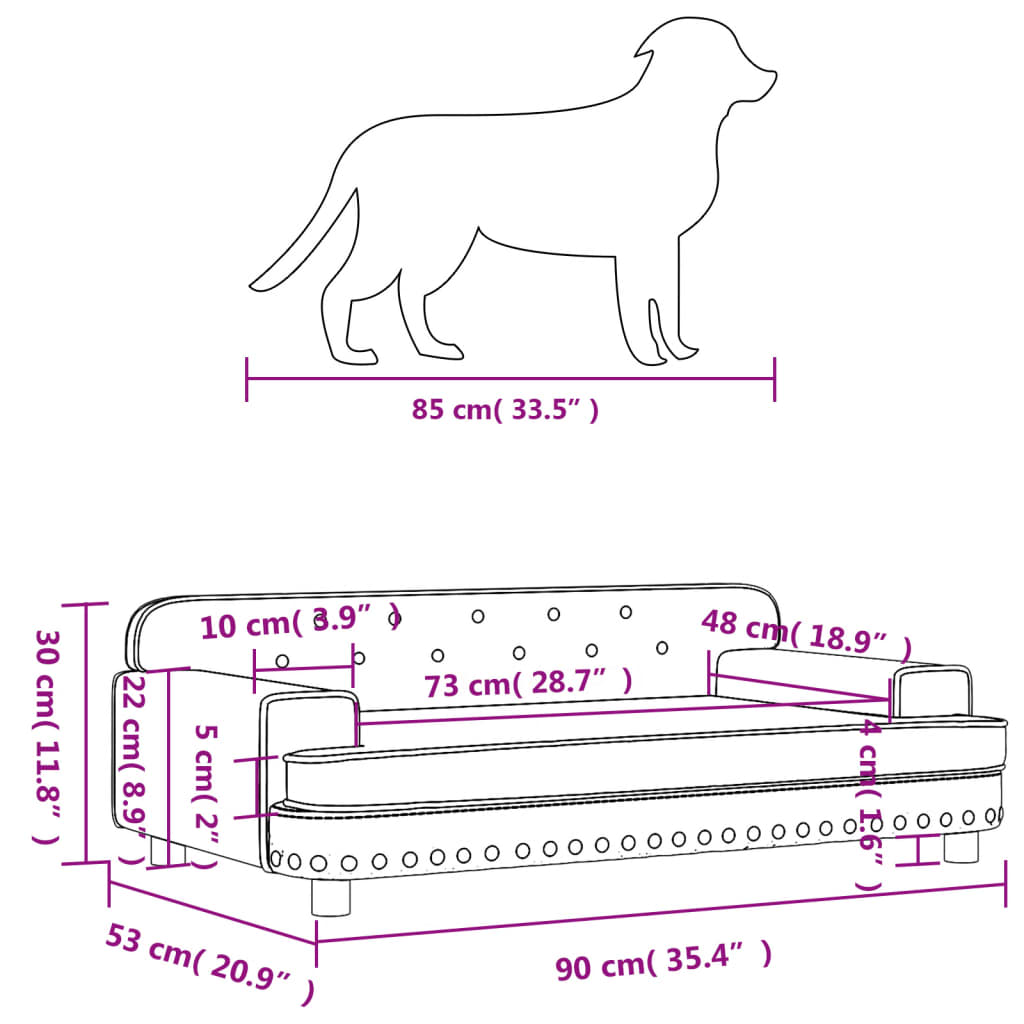 vidaXL Cama para perros de terciopelo marrón 90x53x30 cm