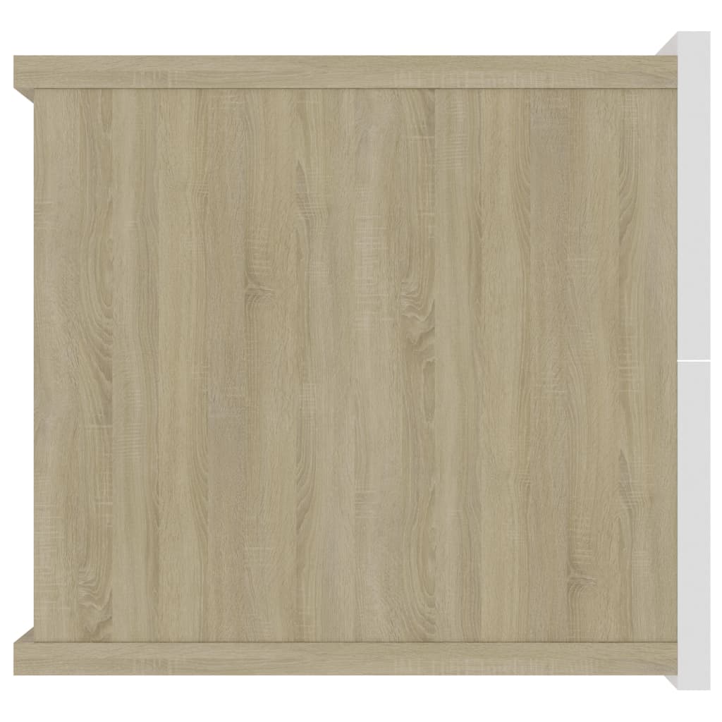 vidaXL Mesita de noche madera contrachapada blanco y roble 40x30x30 cm