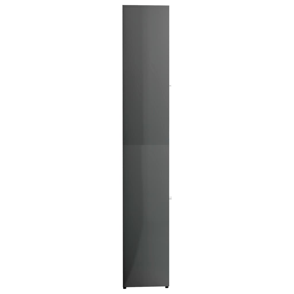 vidaXL Armario de baño madera contrachapada gris brillo 30x30x183,5 cm