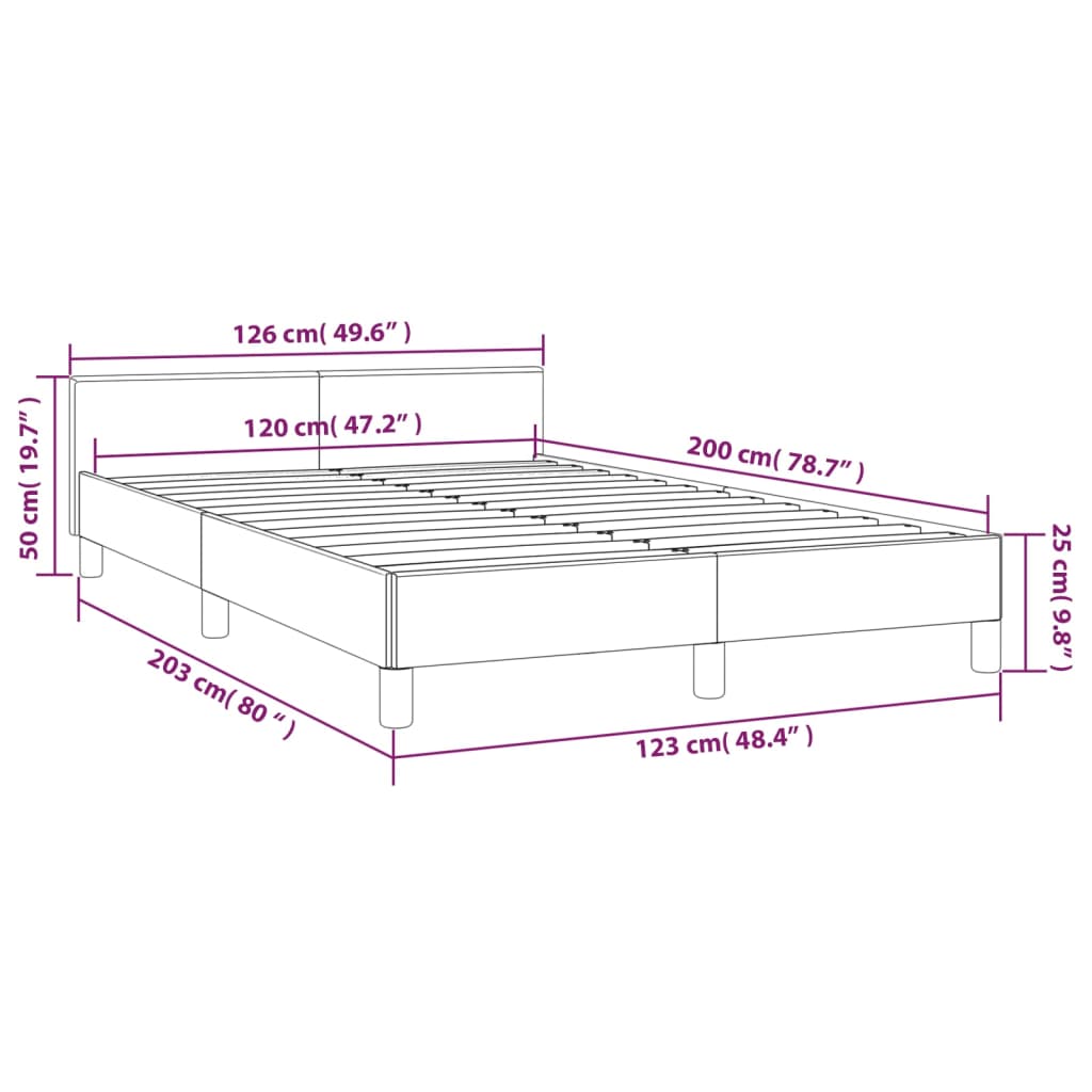 vidaXL Estructura de cama con cabecero de tela negro 120x200 cm